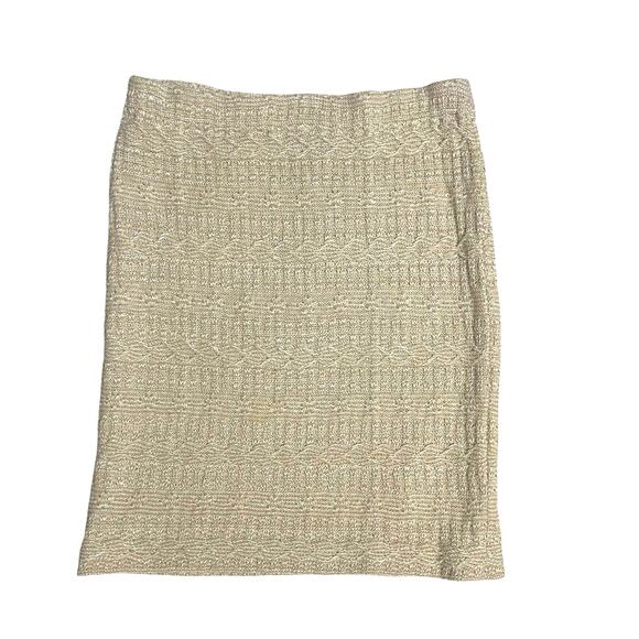 St. John Cream Tan Straight Pencil Mini Skirt Size 10 Made USA Knitted Stretch - Picture 9 of 9